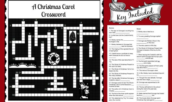 Christmas carol crossword answer key