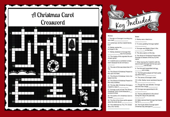 Christmas carol crossword answer key