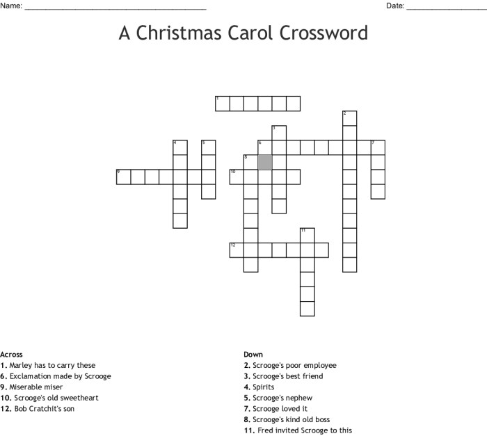 Christmas carol crossword answer key