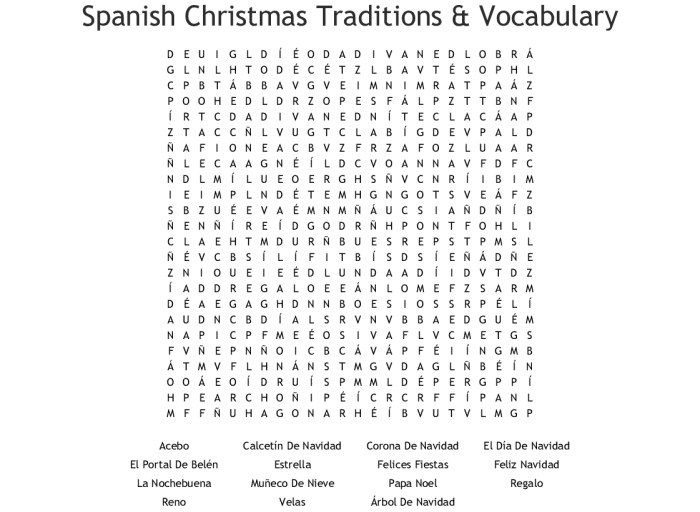 La navidad en latinoamerica word search