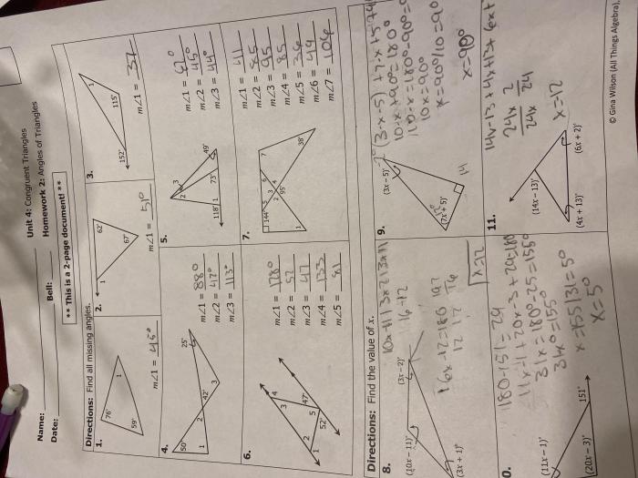 Unit 4 test congruent triangles answers