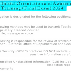 Dod initial orientation and awareness training quiz answers