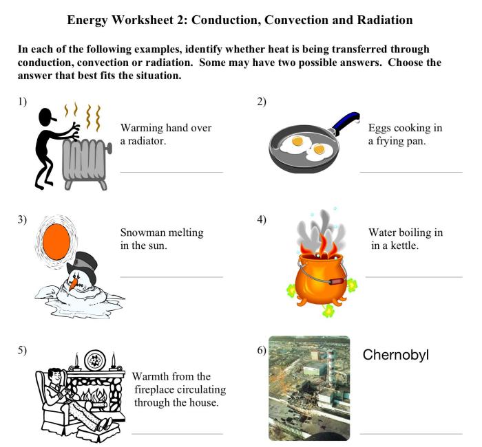 Radiation convection and conduction worksheet